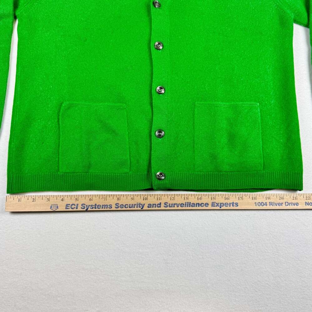 Vintage 100% Pure Cashmere Green Cardigan Sweater Size 46 - Picture 9 of 12